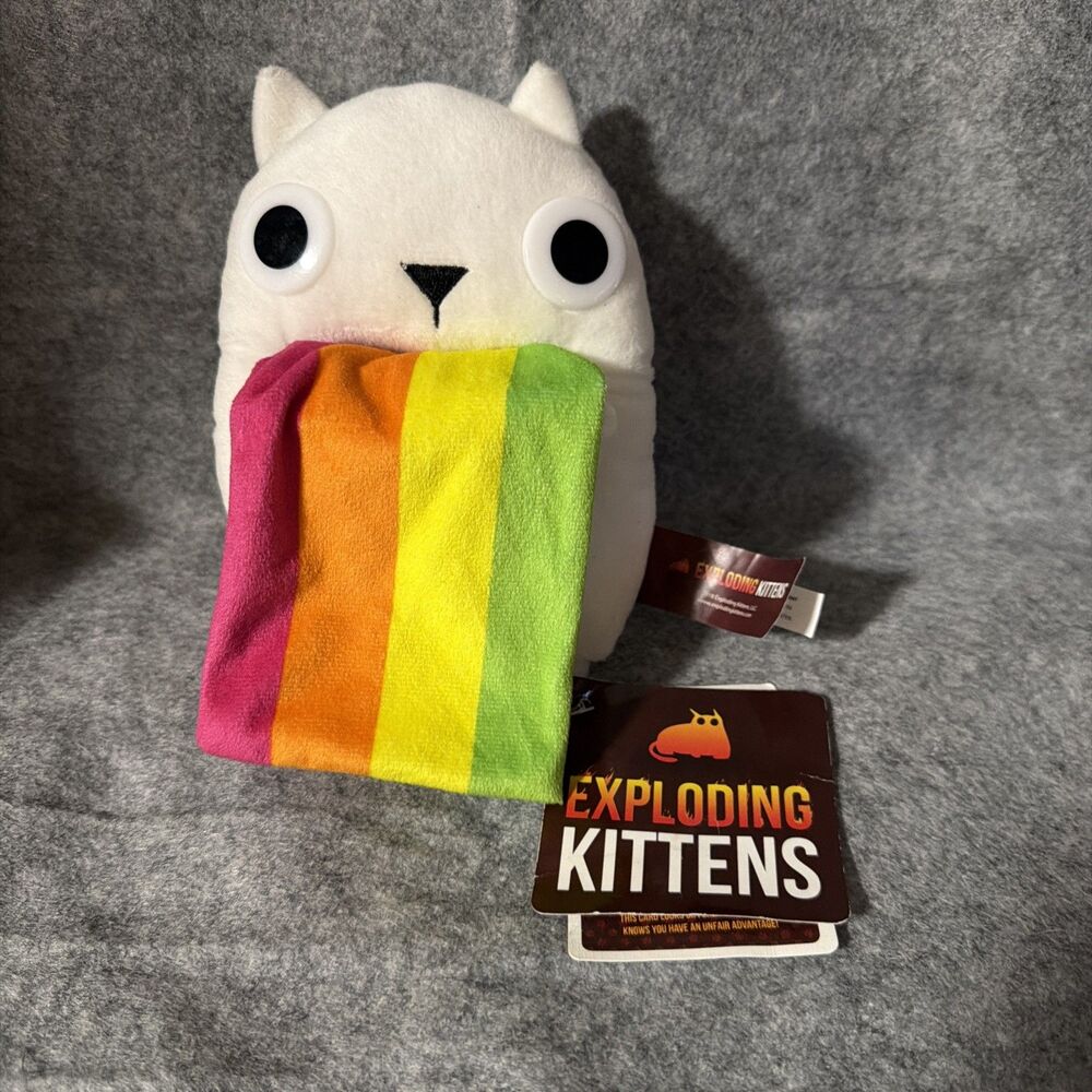 Rainbow Ralphing Cat Plush Exploding Kittens Bonus Card Humor New Doll Toy Kids